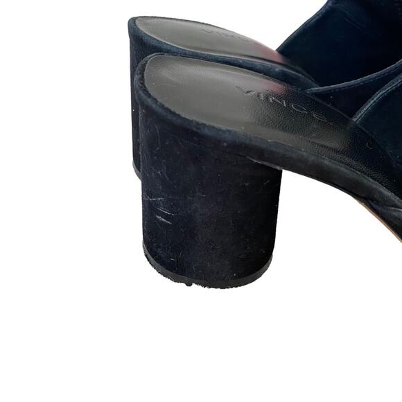 Vince Black Tanay Suede Leather Slide Mule Block Heel size 9 - Picture 2 of 11